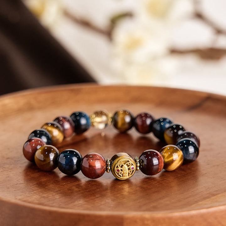 Buddha Stones Tiger Eye Stone Beads Protection Courage Bracelet - image 4