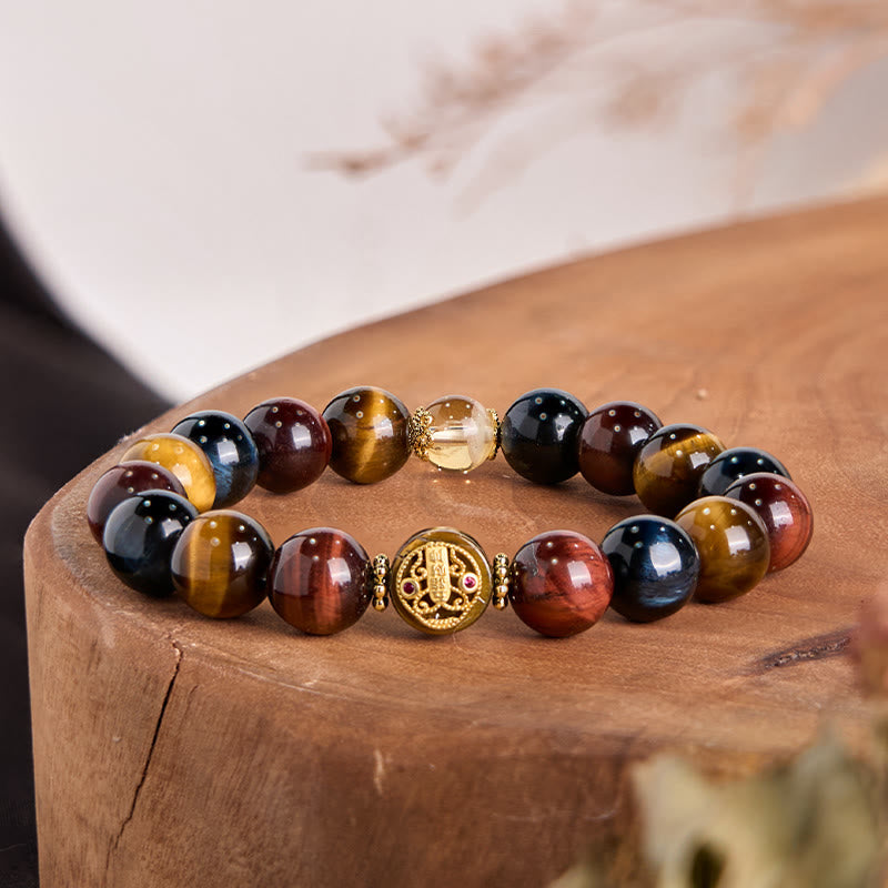 Buddha Stones Tiger Eye Stone Beads Protection Courage Bracelet - image 3