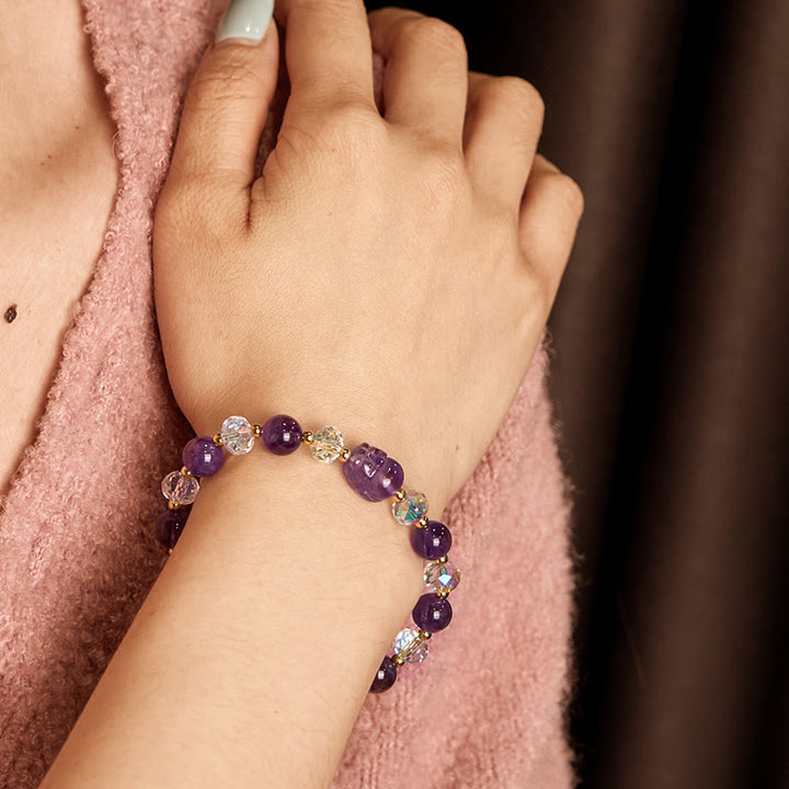 Buddha Stones Natural Amethyst Pixiu Crystal Balance Bracelet - image 2