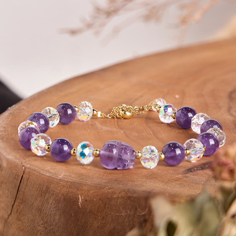 Buddha Stones Natural Amethyst Pixiu Crystal Balance Bracelet - image 1