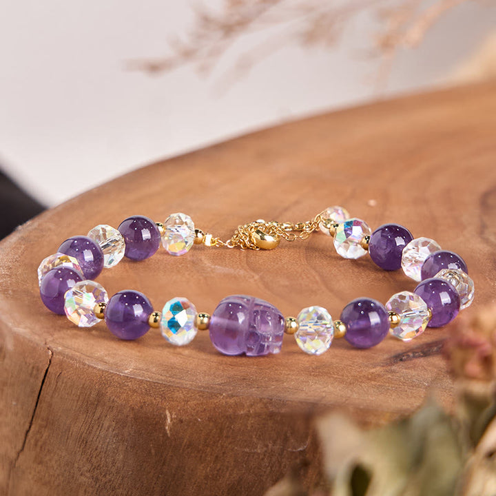 Buddha Stones Natural Amethyst Pixiu Crystal Balance Bracelet - Amethyst(Wrist Circumference:15-16cm) - image 0