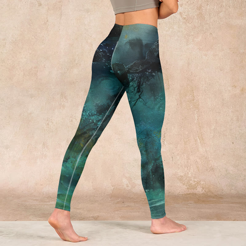 Buddha Stones Pond Koi Fish Rocks Print Sports Leggings Women's Yoga Pants - image 4