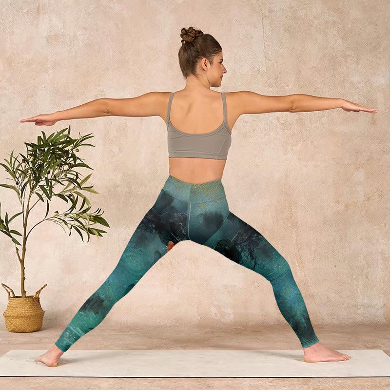 Buddha Stones Pond Koi Fish Rocks Print Sports Leggings Women's Yoga Pants - image 10