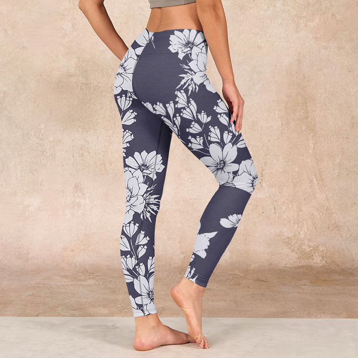 Buddha Stones Flowers Blossom Print Sports Fitness Leggings Women's Yoga Pants - image 2