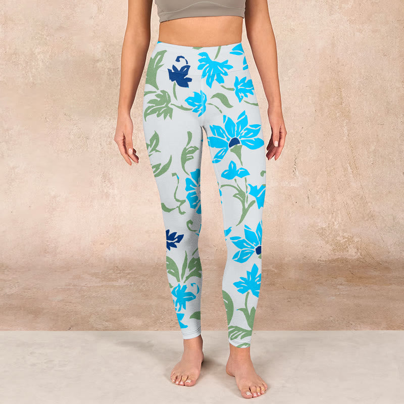 Buddha Stones Blossom Leaves Print Gym Leggings Women's Yoga Pants - image 1
