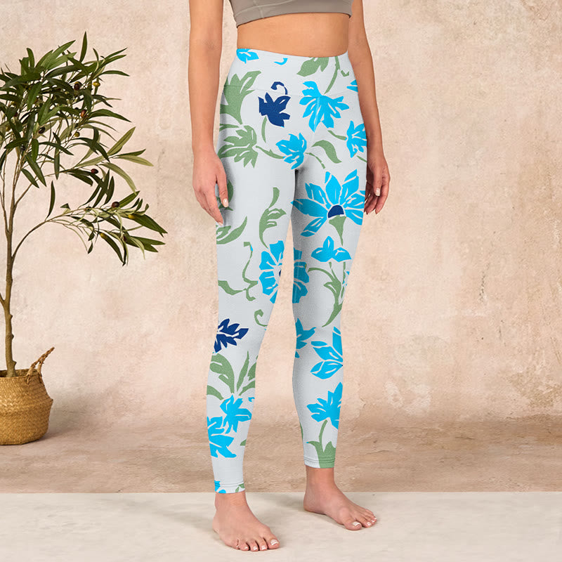 Buddha Stones Blossom Leaves Print Gym Leggings Women's Yoga Pants - image 3