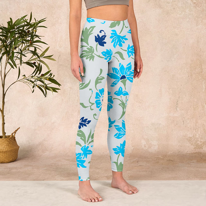 Buddha Stones Blossom Leaves Print Gym Leggings Women's Yoga Pants - image 3