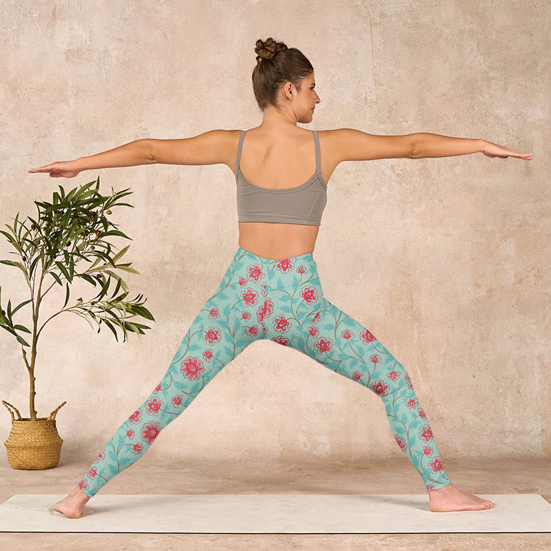 Buddha Stones Vine Leaves Blossom Print Gym Leggings Women's Yoga Pants - image 10