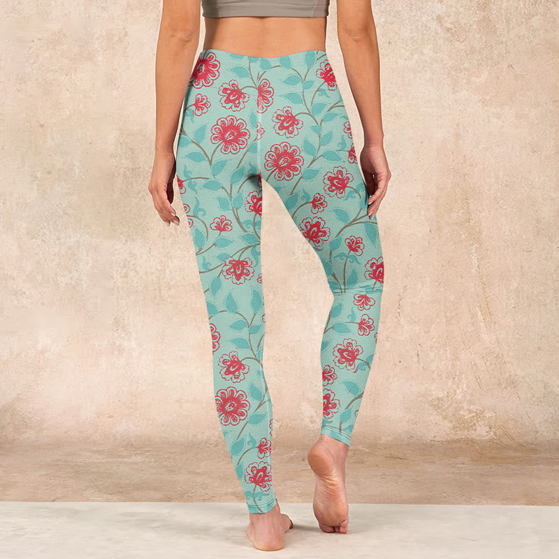 Buddha Stones Vine Leaves Blossom Print Gym Leggings Women's Yoga Pants - image 14