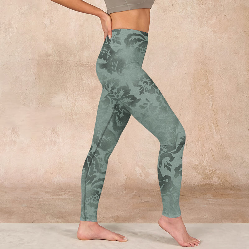 Buddha Stones Casual Flower Leaves Print Gym Fitness Leggings Women's Yoga Pants - image 16
