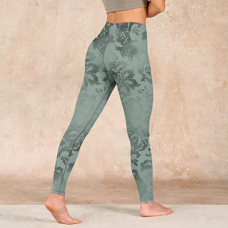 Buddha Stones Casual Flower Leaves Print Gym Fitness Leggings Women's Yoga Pants - image 4