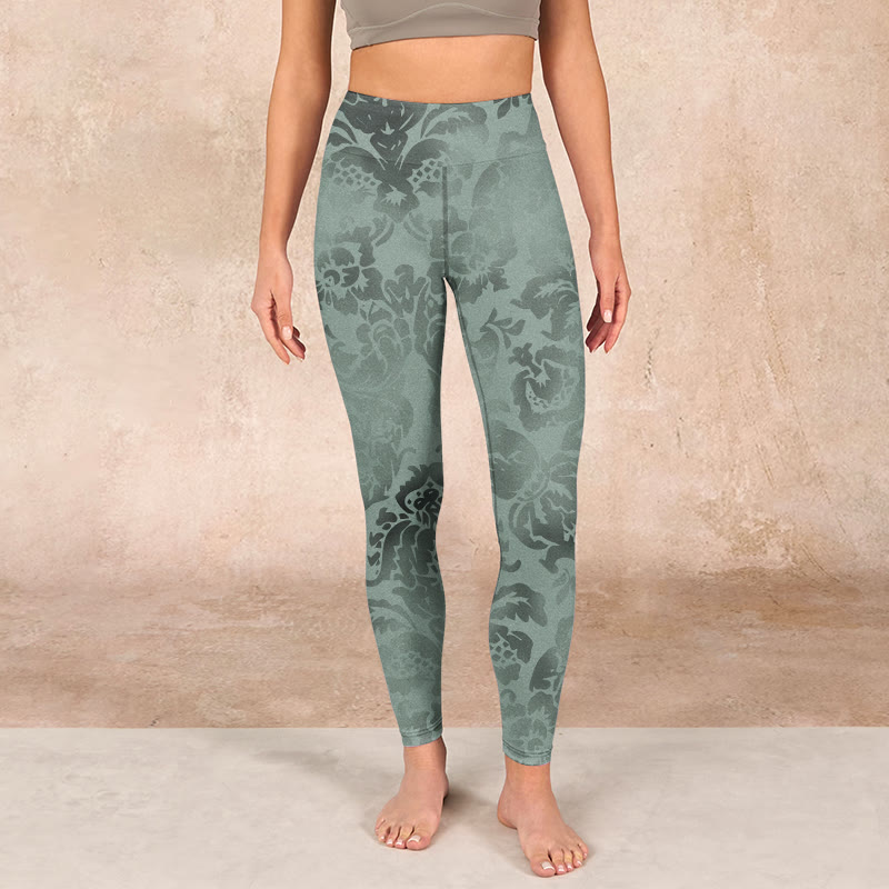 Buddha Stones Casual Flower Leaves Print Gym Fitness Leggings Women's Yoga Pants - image 1