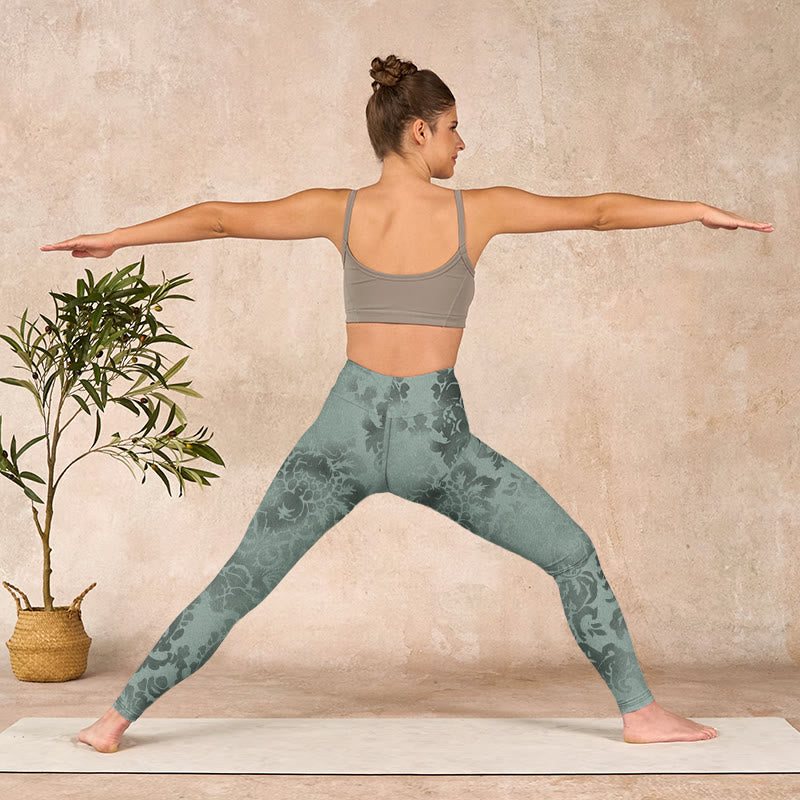 Buddha Stones Casual Flower Leaves Print Gym Fitness Leggings Women's Yoga Pants - image 10