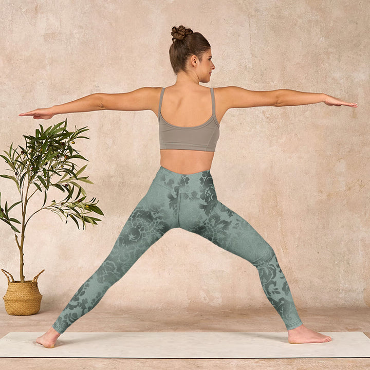 Buddha Stones Casual Flower Leaves Print Gym Fitness Leggings Women's Yoga Pants - image 10