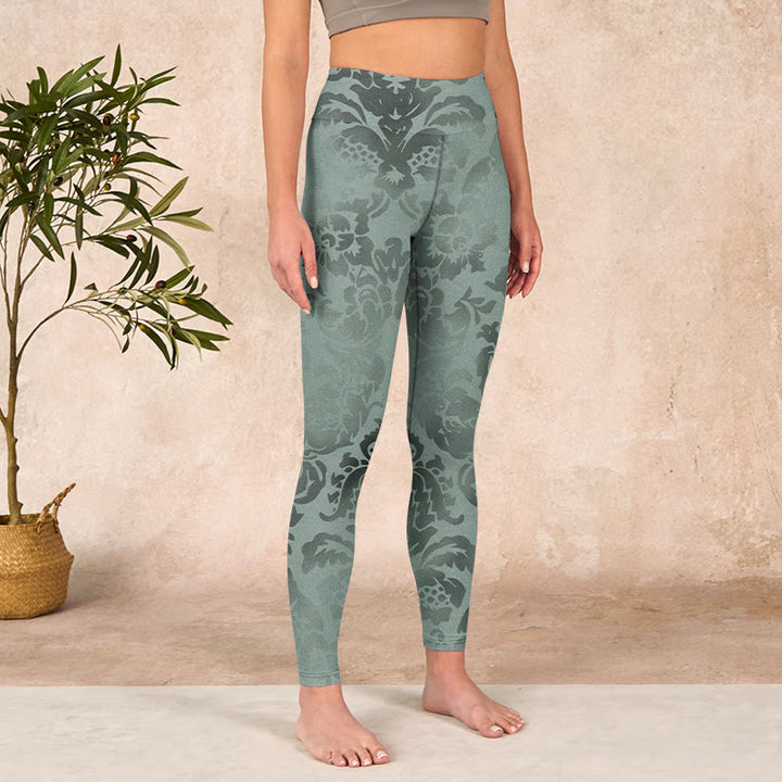 Buddha Stones Casual Flower Leaves Print Gym Fitness Leggings Women's Yoga Pants - image 3