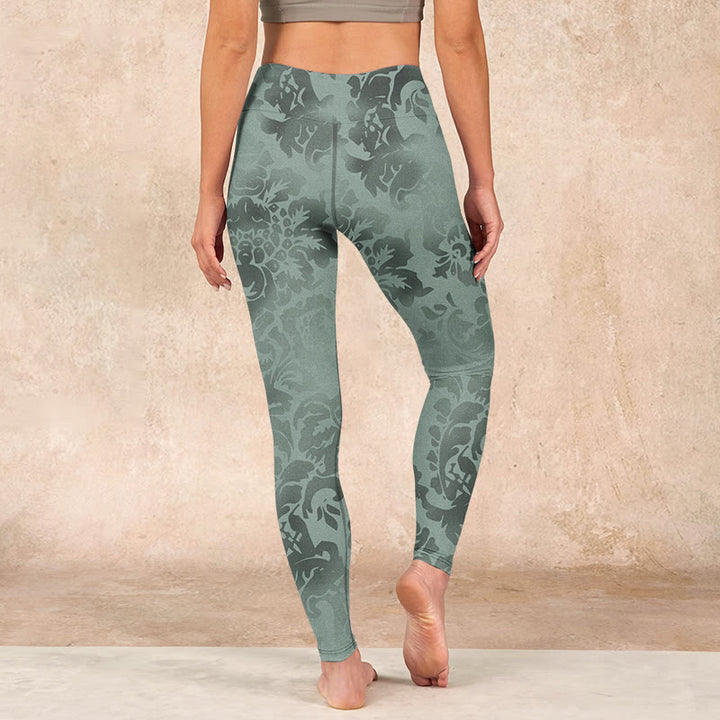 Buddha Stones Casual Flower Leaves Print Gym Fitness Leggings Women's Yoga Pants - image 14