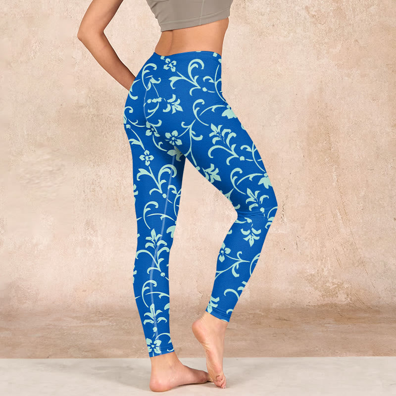 Buddha Stones Vine Plants Flowers Print Gym Leggings Women's Yoga Pants - image 16