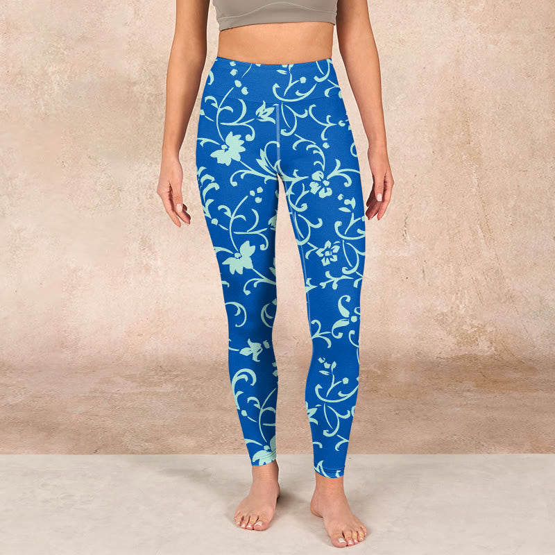 Buddha Stones Vine Plants Flowers Print Gym Leggings Women's Yoga Pants - image 1