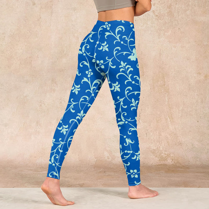 Buddha Stones Vine Plants Flowers Print Gym Leggings Women's Yoga Pants - image 4