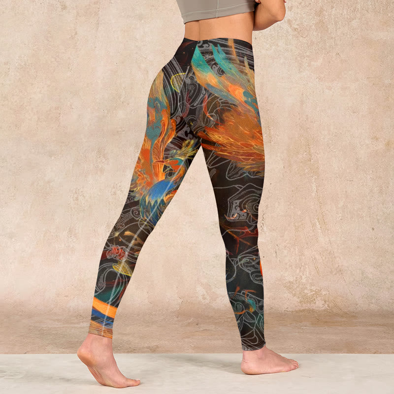 Buddha Stones Vibrant Phoenix Gym Leggings Women's Yoga Pants - image 4