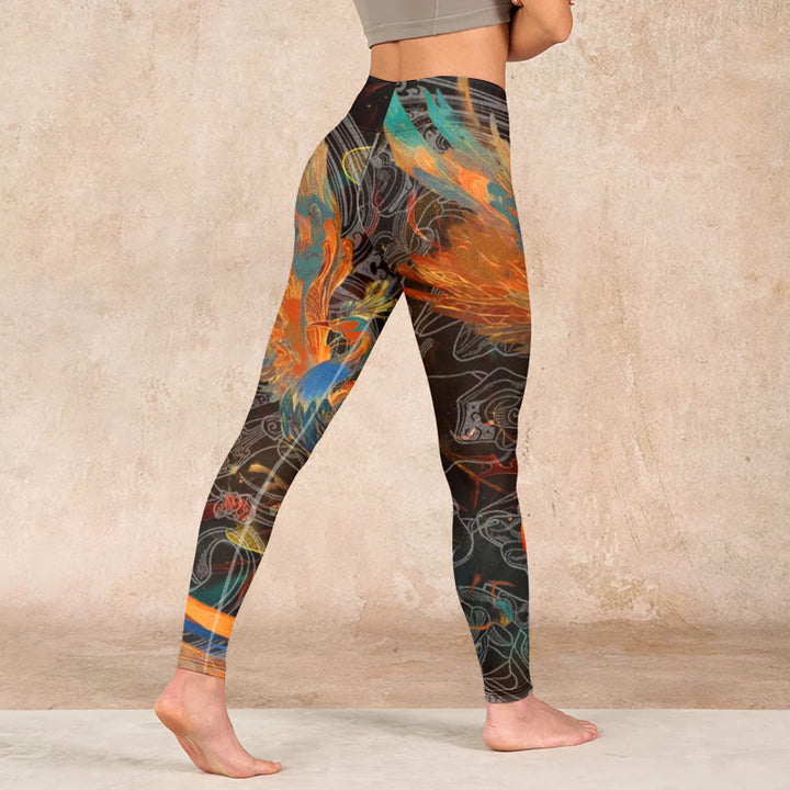 Buddha Stones Vibrant Phoenix Gym Leggings Women's Yoga Pants - image 4