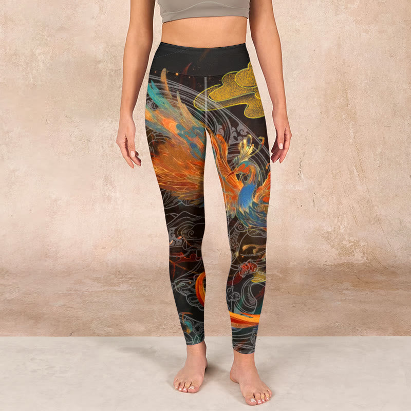 Buddha Stones Vibrant Phoenix Gym Leggings Women's Yoga Pants - image 1