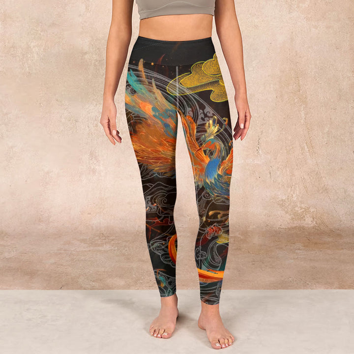 Buddha Stones Vibrant Phoenix Gym Leggings Women's Yoga Pants - image 1