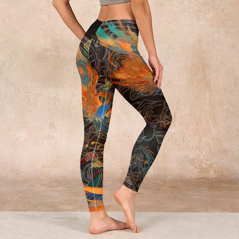 Buddha Stones Vibrant Phoenix Gym Leggings Women's Yoga Pants - image 2