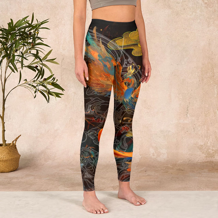 Buddha Stones Vibrant Phoenix Gym Leggings Women's Yoga Pants - image 3