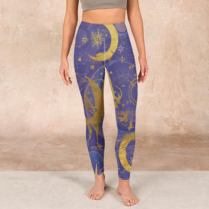 Buddha Stones Moon Sun Stars Print Gym Leggings Women's Yoga Pants - image 1