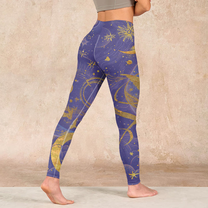 Buddha Stones Moon Sun Stars Print Gym Leggings Women's Yoga Pants - image 4
