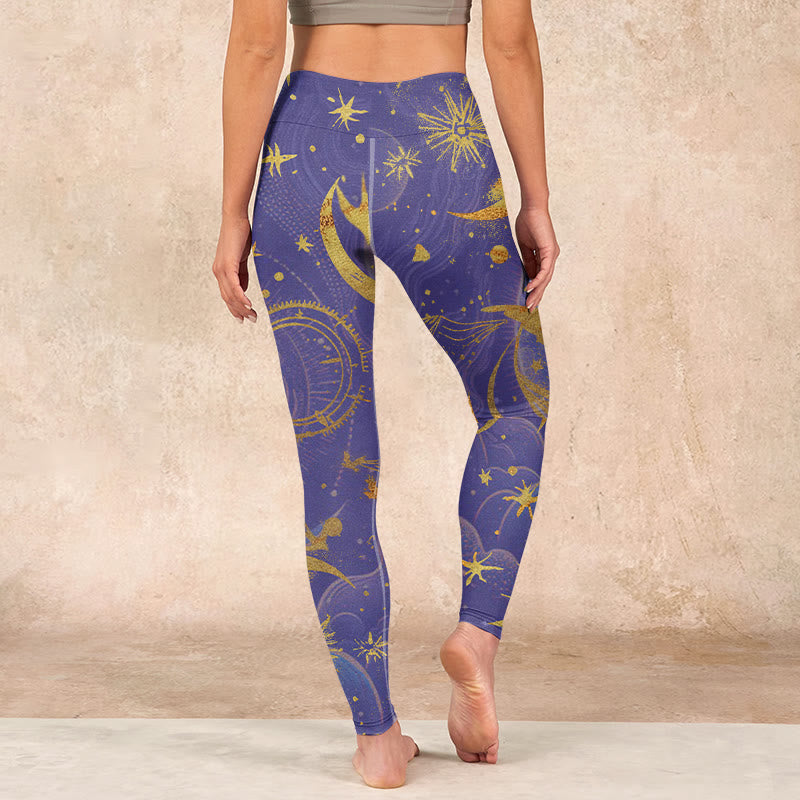 Buddha Stones Moon Sun Stars Print Gym Leggings Women's Yoga Pants - image 14