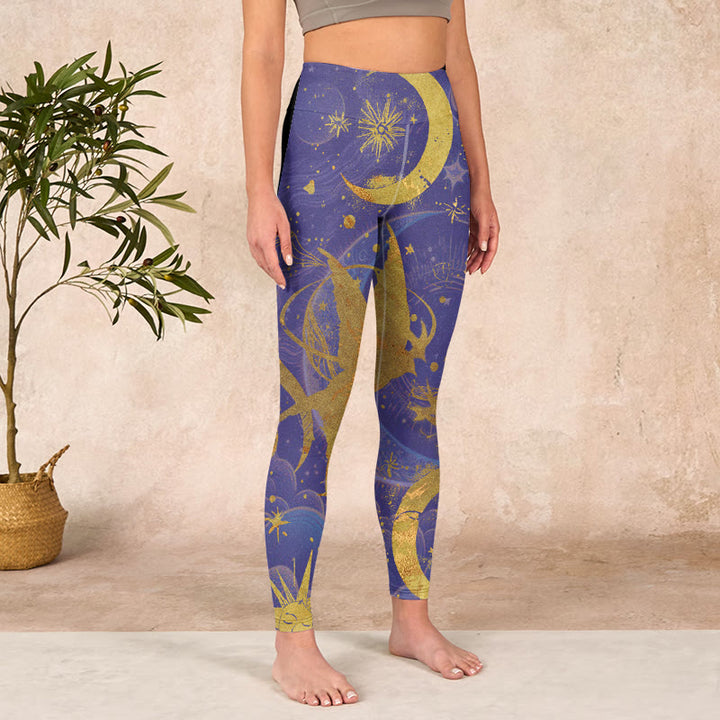 Buddha Stones Moon Sun Stars Print Gym Leggings Women's Yoga Pants - image 3