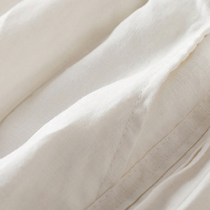 Buddha Stones Casual Plain Color Side Pleats Cotton Linen Women's Wide Leg Pants With Pockets - image 15