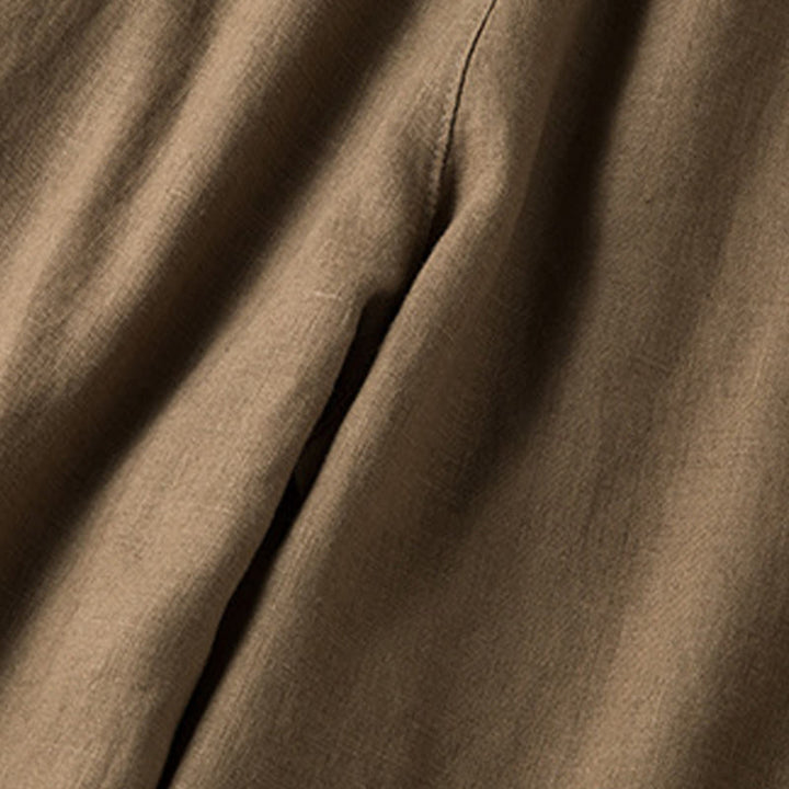 Buddha Stones Casual Solid Color Cotton Linen Women's Wide Leg Pants With Pockets - image 4