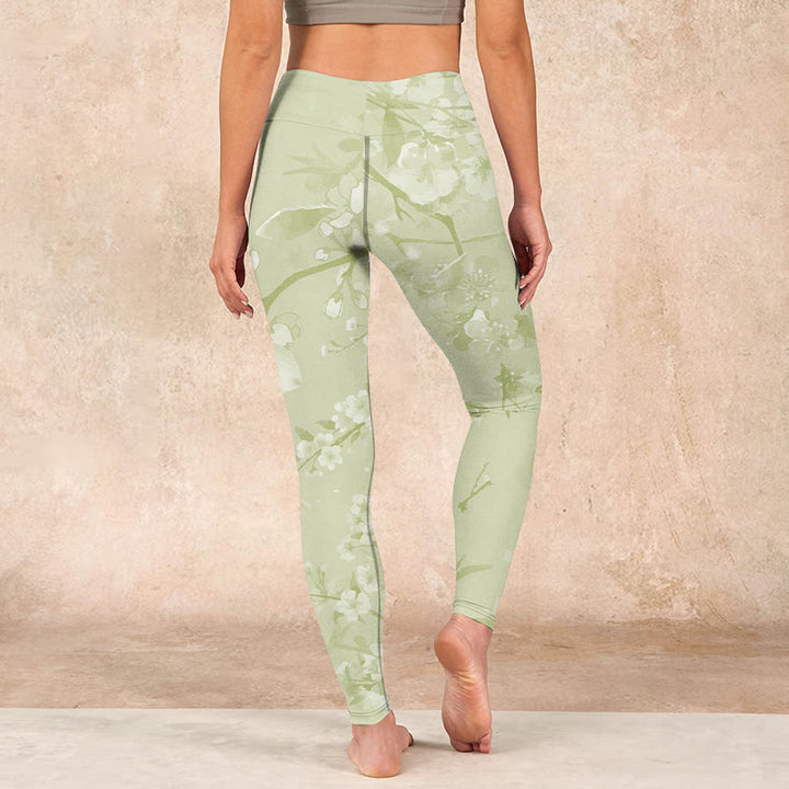 Buddha Stones White Plum Blossoms Print Gym Leggings Women's Yoga Pants - image 14
