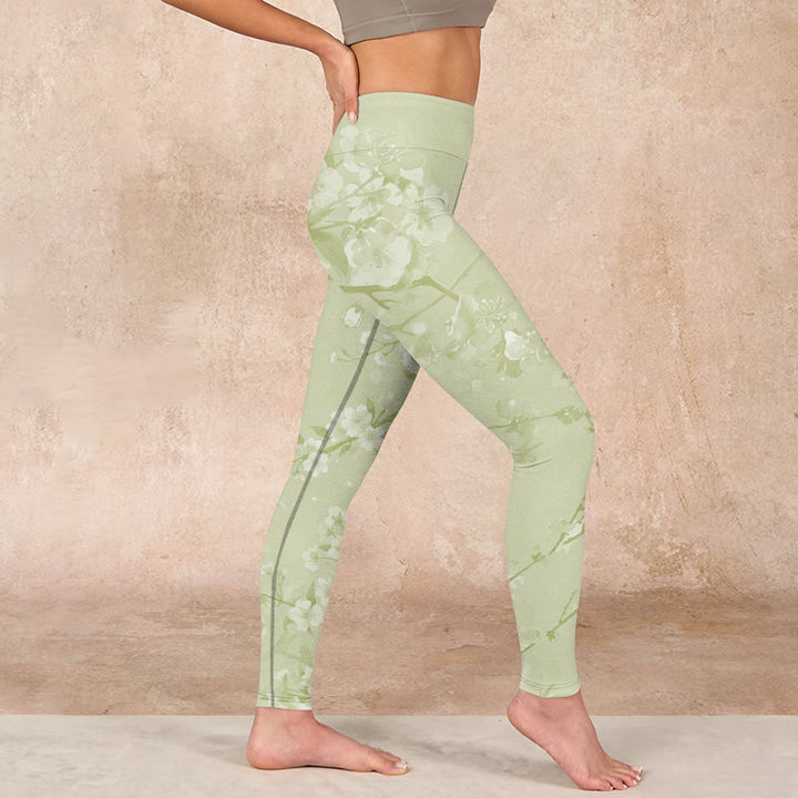 Buddha Stones White Plum Blossoms Print Gym Leggings Women's Yoga Pants - image 16
