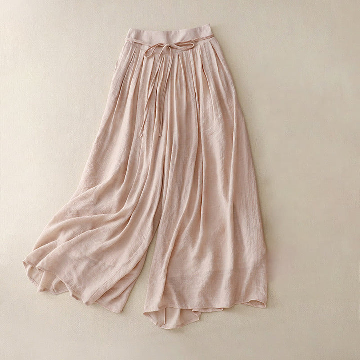 Buddha Stones Casual Solid Color Lace-up Women's Wide Leg Pants - Pink - US8-10，UK/AU12-14，EU40-42 (2XL) - image 3