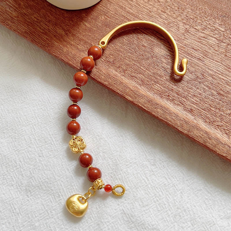 Buddha Stones South Red Agate Fu Character Ingot Half Bracelet - image 11