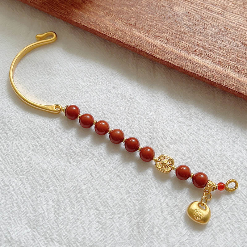 Buddha Stones South Red Agate Fu Character Ingot Half Bracelet - image 12