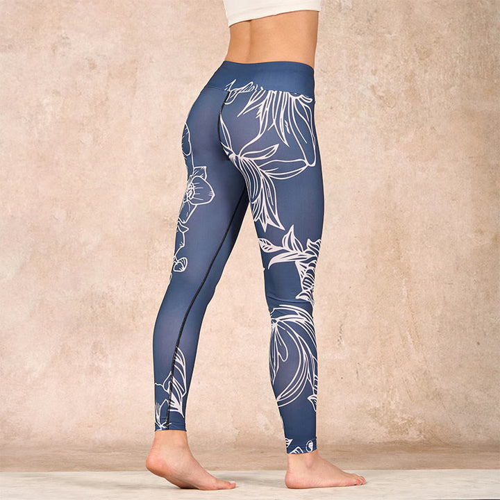 Buddha Stones Peony Epiphyllum Flowers Print Gym Fitness Leggings Women's Yoga Pants - image 3