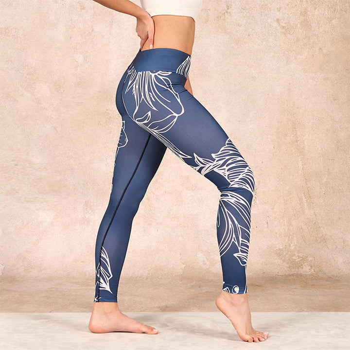 Buddha Stones Peony Epiphyllum Flowers Print Gym Fitness Leggings Women's Yoga Pants - image 10