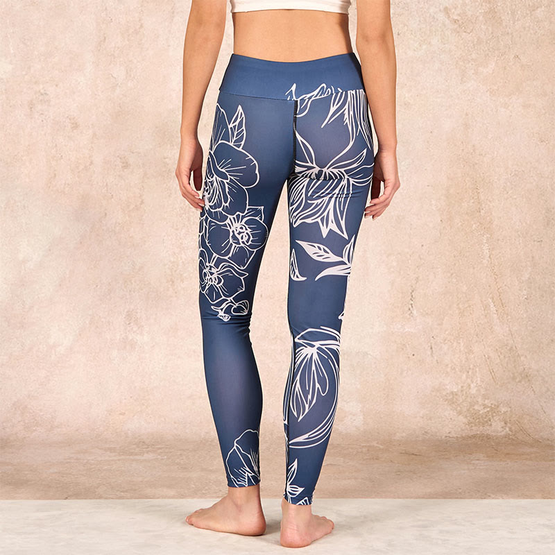 Buddha Stones Peony Epiphyllum Flowers Print Gym Fitness Leggings Women's Yoga Pants - image 8