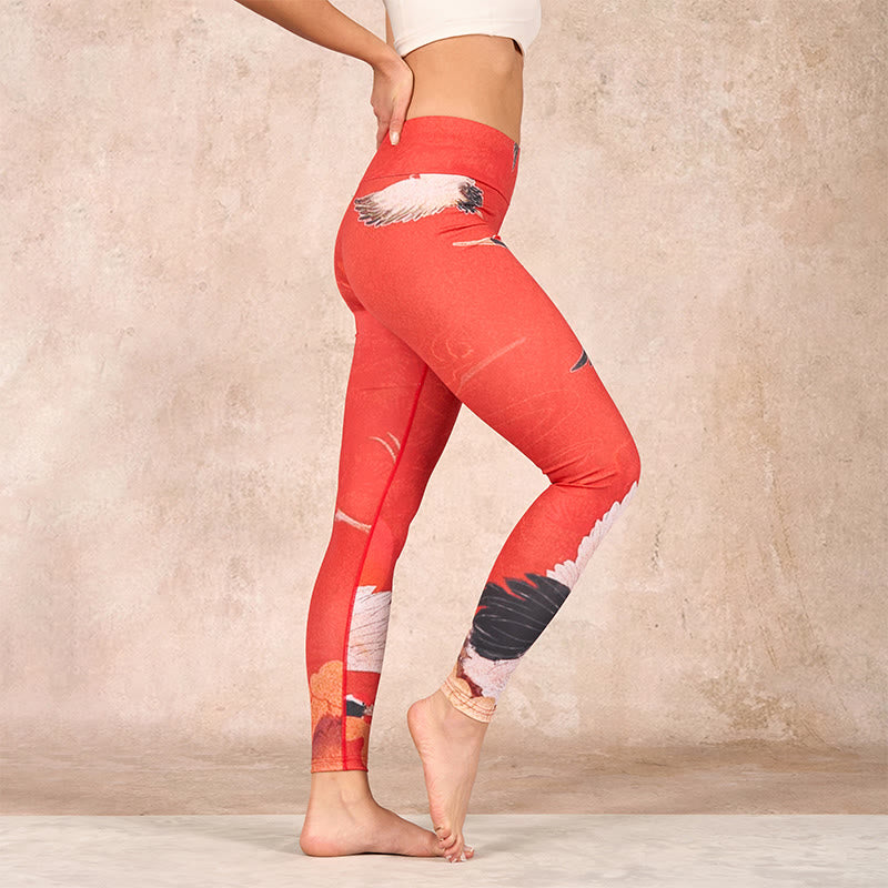 Buddha Stones Crane Print Lycra Fabric Fitness Leggings Women's Yoga Pants - image 11