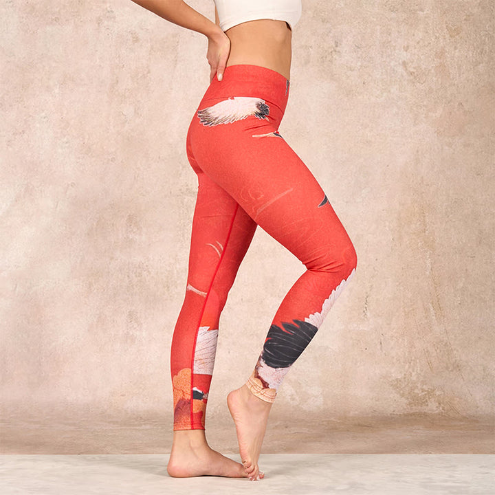 Buddha Stones Crane Print Lycra Fabric Fitness Leggings Women's Yoga Pants - image 11