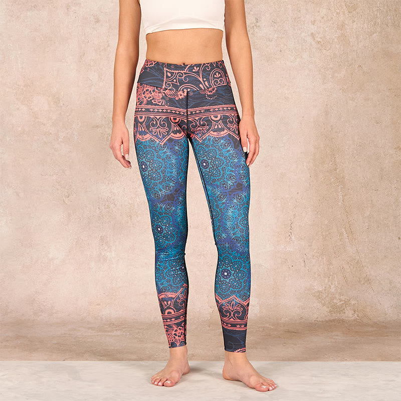 Buddha Stones Green Mandala Flower Print Gym Fitness Leggings Women's Yoga Pants - image 1