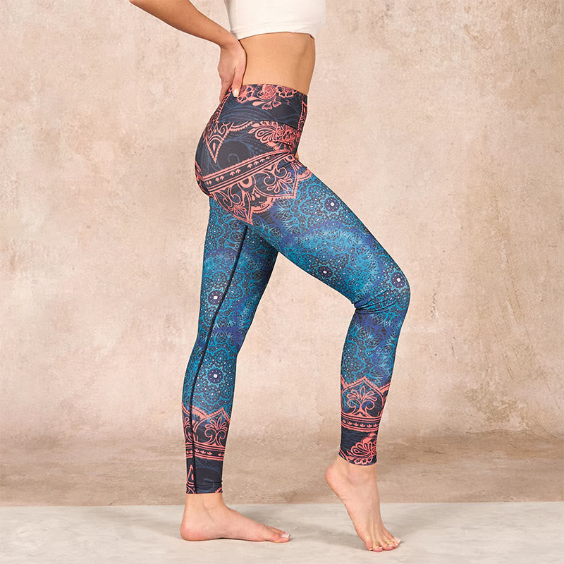 Buddha Stones Green Mandala Flower Print Gym Fitness Leggings Women's Yoga Pants - image 2