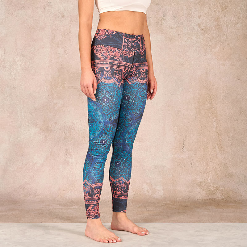 Buddha Stones Green Mandala Flower Print Gym Fitness Leggings Women's Yoga Pants - image 3