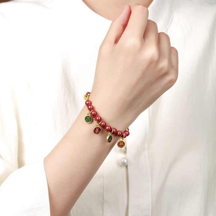 Buddha Stones Cinnabar Peace And Joy Red String Adjustable Blessing Braided Bracelet - image 4