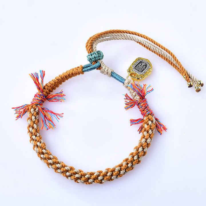 Buddha Stones Tibetan Colored Rope Zakiram Goddess Of Wealth Adjustable Protection Bracelet - image 4